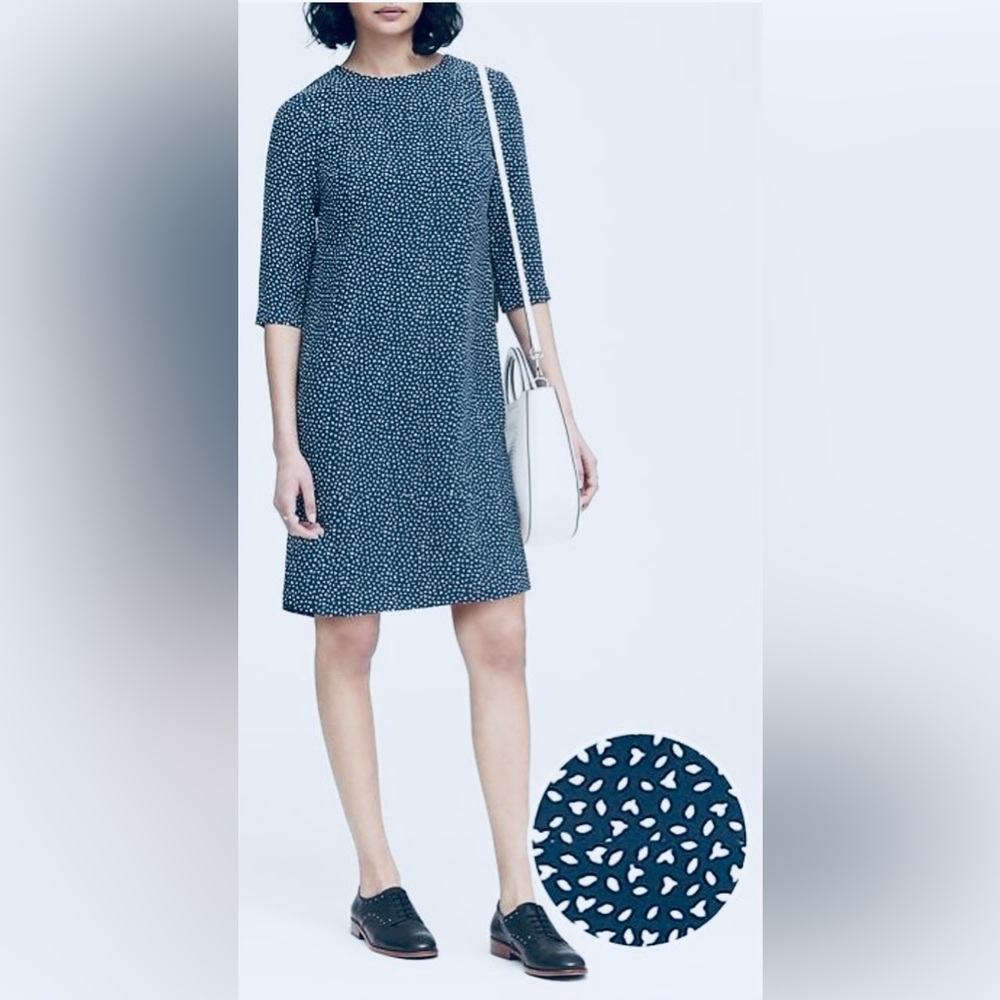 Banana Republic 3/4 Sleeve Mini Shift in Preppy Navy & White size 8